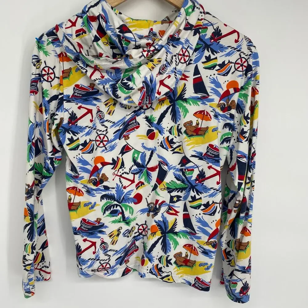 Polo Ralph Lauren Polo Bear Jersey Hooded T-Shirt‎ Boys 14/16 Vacation Nautical
